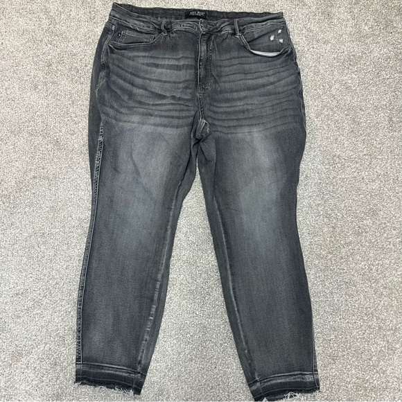 Judy Blue Denim - Judy Blue Skinny Fit Jeans Womens 22W Gray Hi Rise Distressed Tapered Stretch